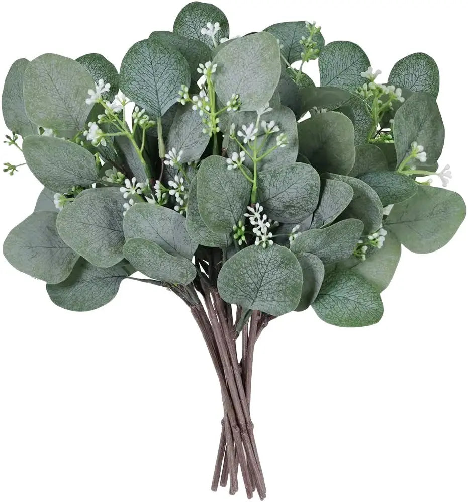 Artificial Plants Eucalyptu Leaves Stem Eucalipto Branch Festival Wreath Floral Bouquet Wedding Holiday Home Room Vase DIY Decor